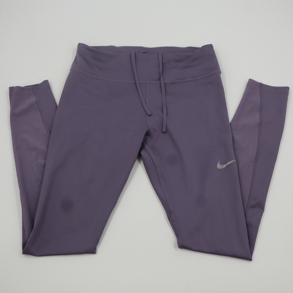 Nike Dri-FIT Leggings Womens Medium Purple Mesh Panel Running Tights AT3103-509